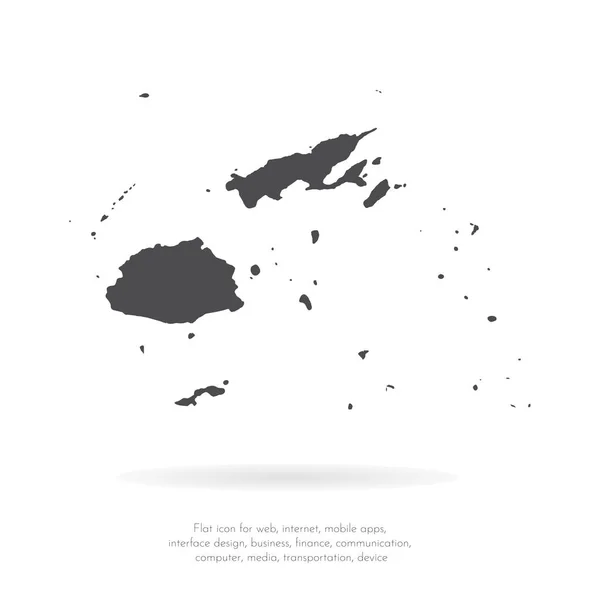 Carte Vectorielle Fidji Illustration Vectorielle Isolée Noir Sur Fond Blanc — Image vectorielle