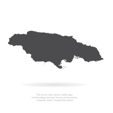 Vektör harita Jamaika. İllüstrasyon izole vektör. Beyaz arka plan üzerine siyah. EPS 10 illüstrasyon.