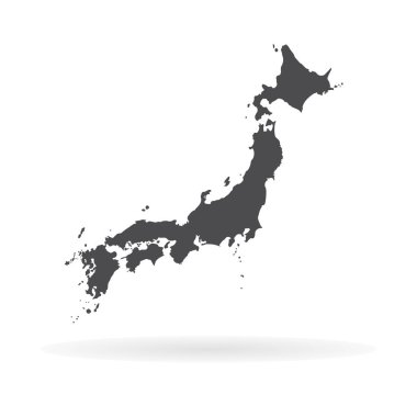 Vektör harita Japonya. İllüstrasyon izole vektör. Beyaz arka plan üzerine siyah. EPS 10 illüstrasyon.