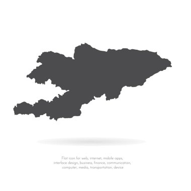 Vektör harita Kırgızistan. İllüstrasyon izole vektör. Beyaz arka plan üzerine siyah. EPS 10 illüstrasyon.
