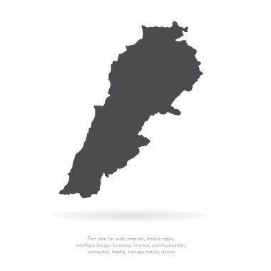 Vektör harita Lübnan. İllüstrasyon izole vektör. Beyaz arka plan üzerine siyah. EPS 10 illüstrasyon.