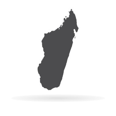 Vektör harita Madagaskar. İllüstrasyon izole vektör. Beyaz arka plan üzerine siyah. EPS 10 illüstrasyon.