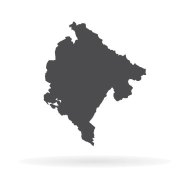 Vektör harita Karadağ. İllüstrasyon izole vektör. Beyaz arka plan üzerine siyah. EPS 10 illüstrasyon.