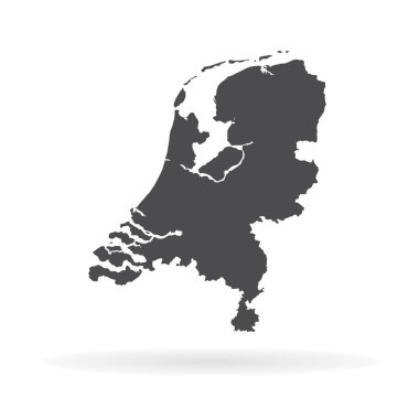 Vektör harita Hollanda. İllüstrasyon izole vektör. Beyaz arka plan üzerine siyah. EPS 10 illüstrasyon.