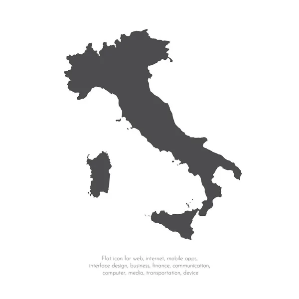 Mapa Vectorial Italia Ilustración Vectorial Aislada Negro Sobre Fondo Blanco — Vector de stock