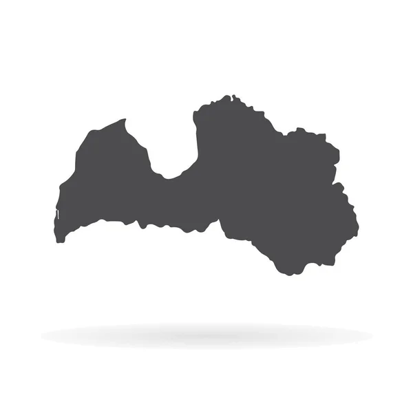 Mapa Vectorial Letonia Ilustración Vectorial Aislada Negro Sobre Fondo Blanco — Vector de stock