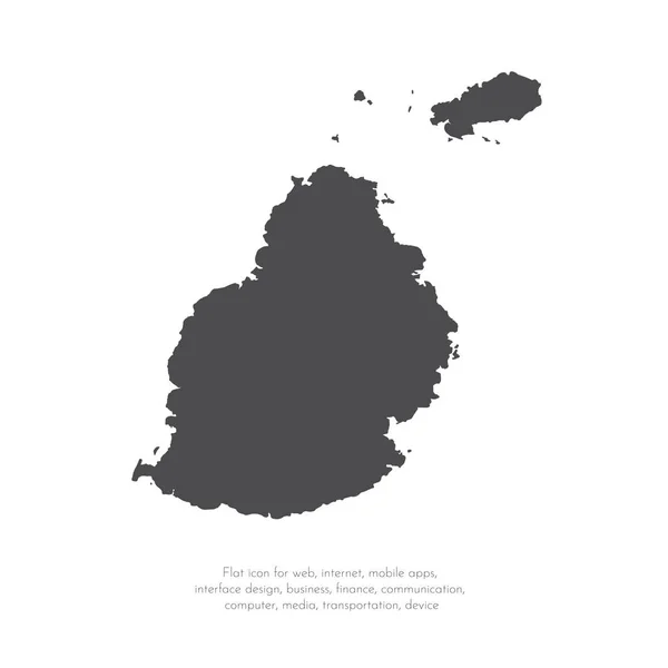 Mappa Vettoriale Mauritius Illustrazione Del Vettore Isolato Nero Sfondo Bianco — Vettoriale Stock