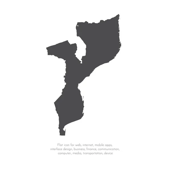 Mapa Vectorial Mozambique Ilustración Vectorial Aislada Negro Sobre Fondo Blanco — Archivo Imágenes Vectoriales