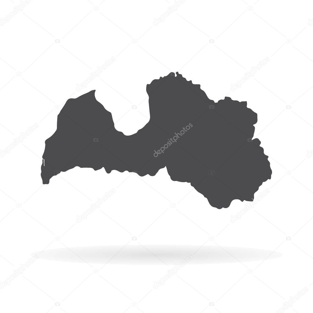 Vector map Latvia. Isolated vector Illustration. Black on White background. EPS 10 Illustration.