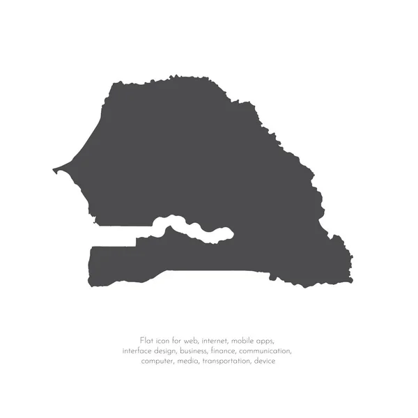 Vektorkarte Senegal Isolierte Vektorillustration Schwarz Auf Weißem Hintergrund Folge Abbildung — Stockvektor