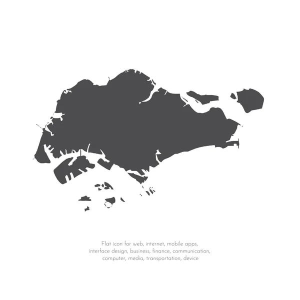 Mappa Vettoriale Singapore Illustrazione Del Vettore Isolato Nero Sfondo Bianco — Vettoriale Stock