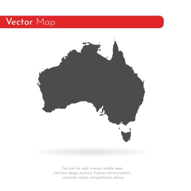 Vektör harita Avustralya. İllüstrasyon izole vektör. Beyaz arka plan üzerine siyah. EPS 10 illüstrasyon.