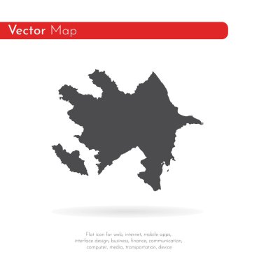 Vektör harita Azerbaycan. İllüstrasyon izole vektör. Beyaz arka plan üzerine siyah. EPS 10 illüstrasyon.