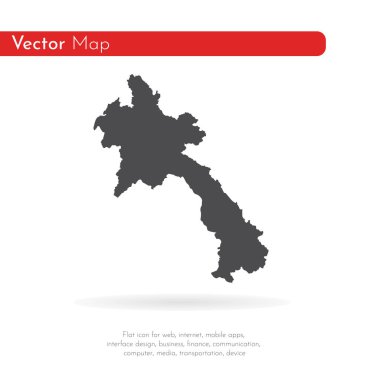 Vektör harita Laos. İllüstrasyon izole vektör. Beyaz arka plan üzerine siyah. EPS 10 illüstrasyon.