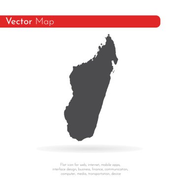 Vektör harita Madagaskar. İllüstrasyon izole vektör. Beyaz arka plan üzerine siyah. EPS 10 illüstrasyon.
