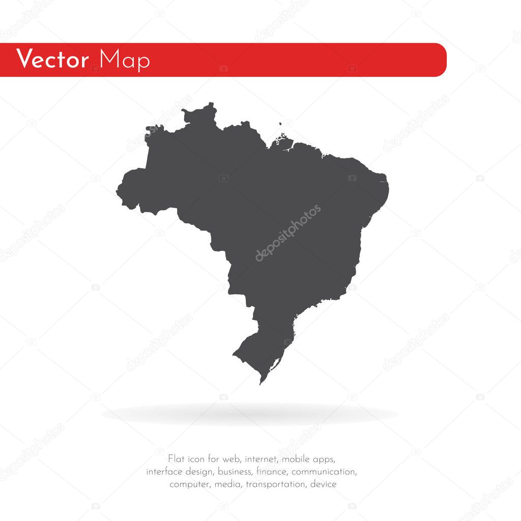 Vector map Brazil. Isolated vector Illustration. Black on White background. EPS 10 Illustration.