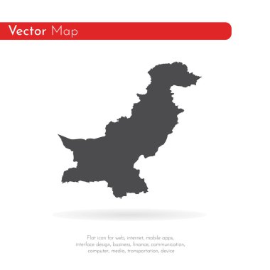 Vektör harita Pakistan. İllüstrasyon izole vektör. Beyaz arka plan üzerine siyah. EPS 10 illüstrasyon.