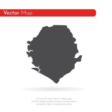 Vektör harita Sierra Leone. İllüstrasyon izole vektör. Beyaz arka plan üzerine siyah. EPS 10 illüstrasyon.