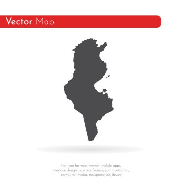 Vektör harita Tunus. İllüstrasyon izole vektör. Beyaz arka plan üzerine siyah. EPS 10 illüstrasyon.