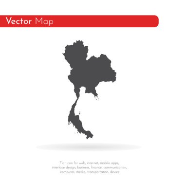 Vektör harita Tayland. İllüstrasyon izole vektör. Beyaz arka plan üzerine siyah. EPS 10 illüstrasyon.