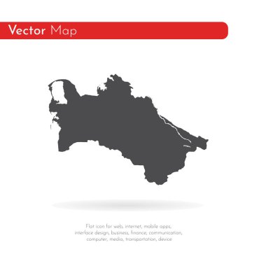 Vektör harita Türkmenistan. İllüstrasyon izole vektör. Beyaz arka plan üzerine siyah. EPS 10 illüstrasyon.