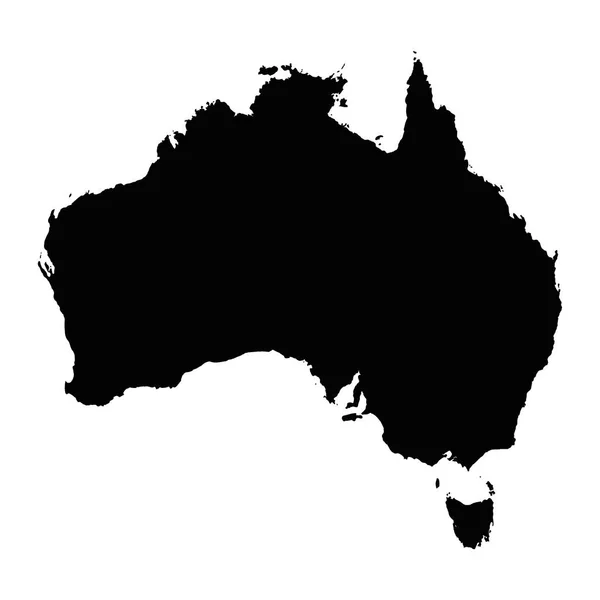Mappa Vettoriale Australia Illustrazione Del Vettore Isolato Nero Sfondo Bianco — Vettoriale Stock