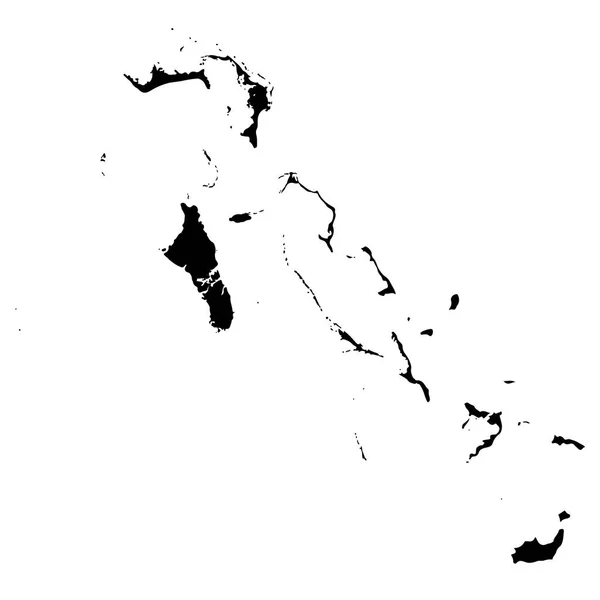 Mapa Vetorial Das Bahamas Ilustração Vetorial Isolada Preto Sobre Fundo — Vetor de Stock
