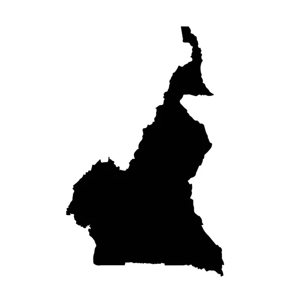 Вектор Карта Камеруну Ізольована Векторні Ілюстрації Чорний Білому Тлі Eps — стоковий вектор