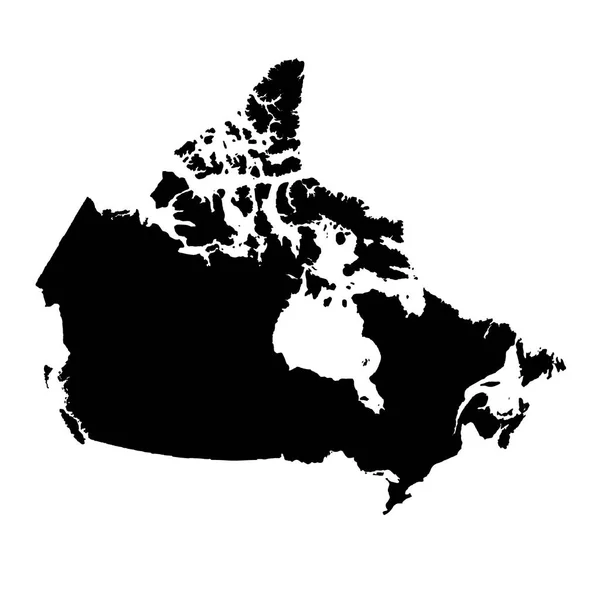 Mapa Vectorial Canadá Ilustración Vectorial Aislada Negro Sobre Fondo Blanco — Vector de stock
