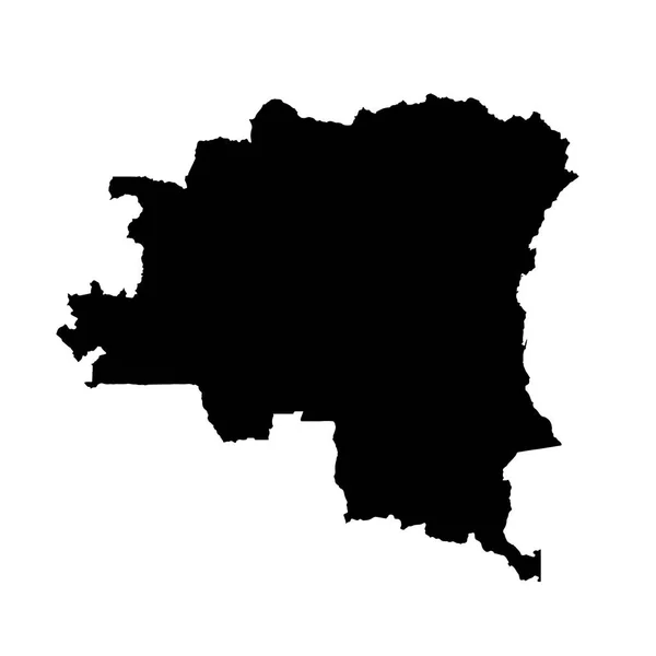 Vektorkarte Demokratische Republik Kongo Isolierte Vektorillustration Schwarz Auf Weißem Hintergrund — Stockvektor