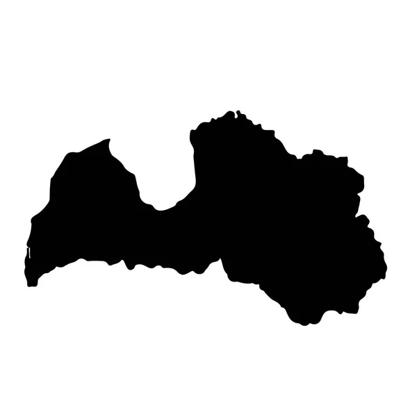 Mappa Vettoriale Lettonia Illustrazione Del Vettore Isolato Nero Sfondo Bianco — Vettoriale Stock