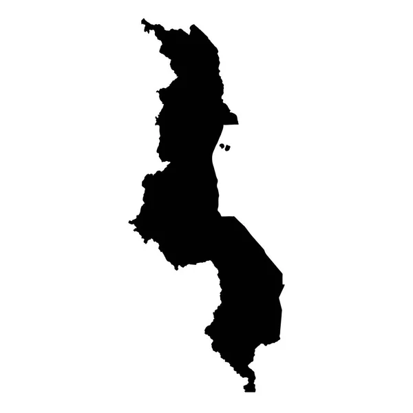 Carte Vectorielle Malawi Illustration Vectorielle Isolée Noir Sur Fond Blanc — Image vectorielle