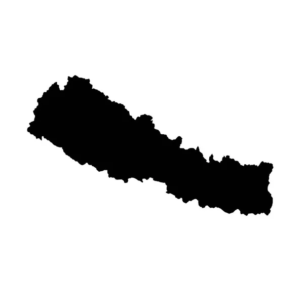 Mapa Vectorial Nepal Ilustración Vectorial Aislada Negro Sobre Fondo Blanco — Archivo Imágenes Vectoriales