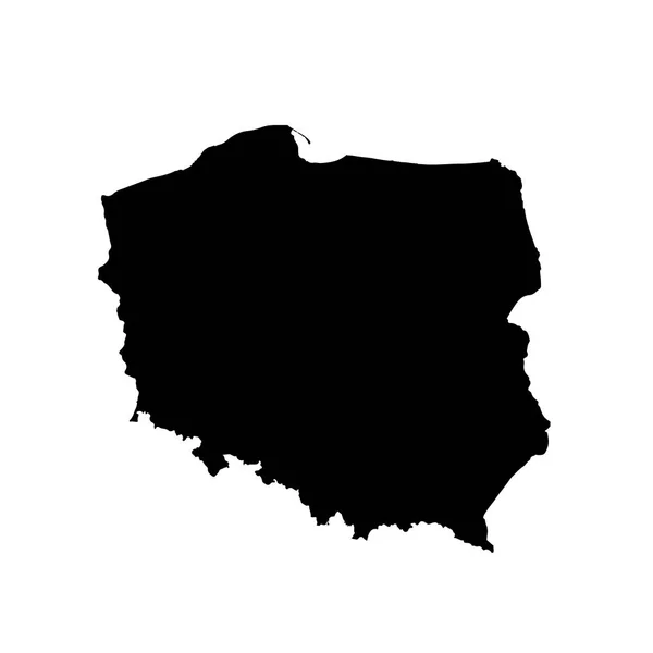 Carte Vectorielle Pologne Illustration Vectorielle Isolée Noir Sur Fond Blanc — Image vectorielle
