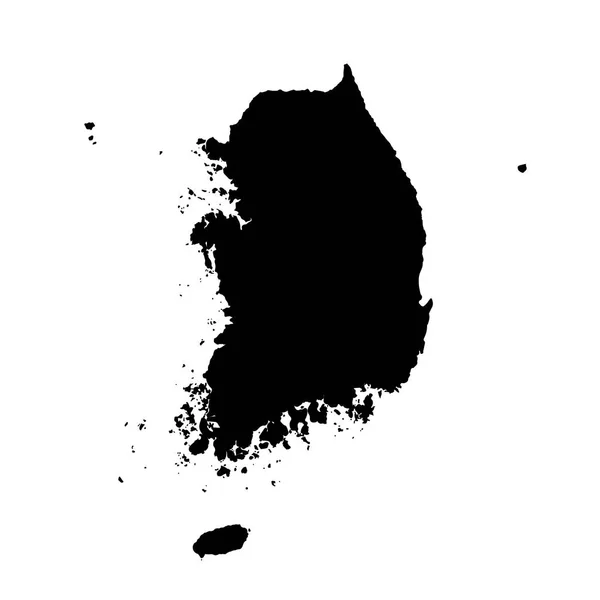 Векторная Карта Южная Корея Изолированная Векторная Иллюстрация Черный Белом Фоне — стоковый вектор
