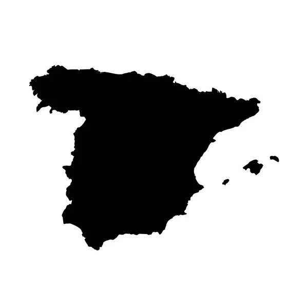 Mapa Vectorial España Ilustración Vectorial Aislada Negro Sobre Fondo Blanco — Vector de stock