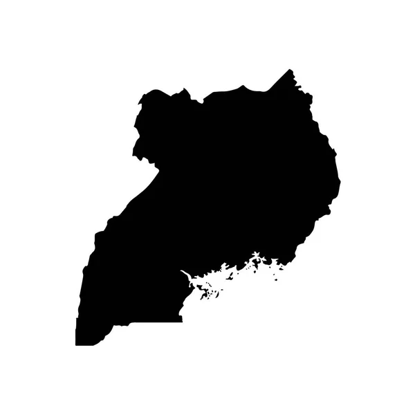 Вектор Карта Уганди Ізольована Векторні Ілюстрації Чорний Білому Тлі Eps — стоковий вектор