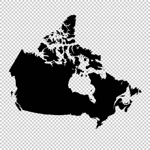 Mapa Vetorial Canadá Ilustração Vetorial Isolada Preto Sobre Fundo Branco — Vetor de Stock