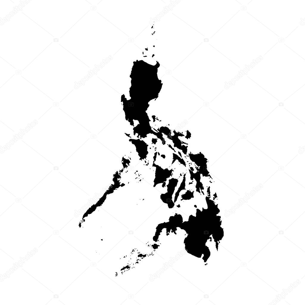 Vector map Philippines. Isolated vector Illustration. Black on White background. EPS 10 Illustration.