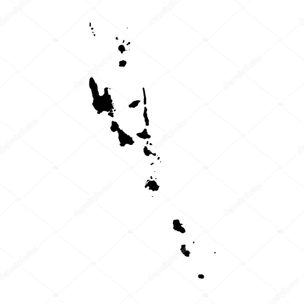 Vector map Vanuatu. Isolated vector Illustration. Black on White background. EPS 10 Illustration.