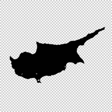 Vektör harita Kıbrıs. İllüstrasyon izole vektör. Beyaz arka plan üzerine siyah. EPS 10 illüstrasyon.