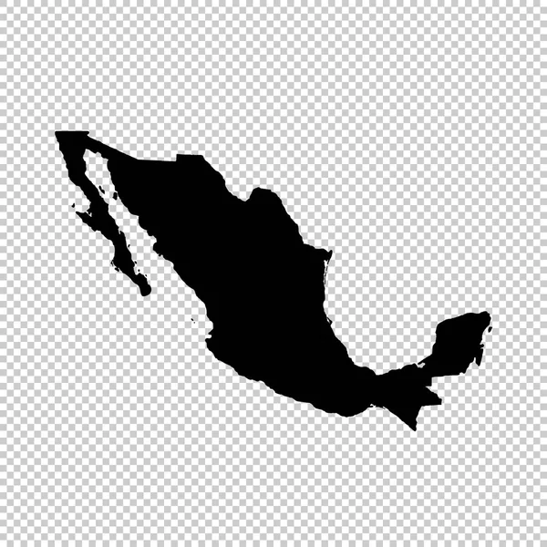 Mapa Vetorial México Ilustração Vetorial Isolada Preto Sobre Fundo Branco — Vetor de Stock