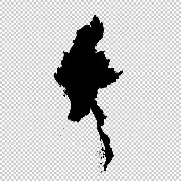 矢量地图缅甸 孤立的矢量插图 黑色的白色背景 Eps — 图库矢量图片