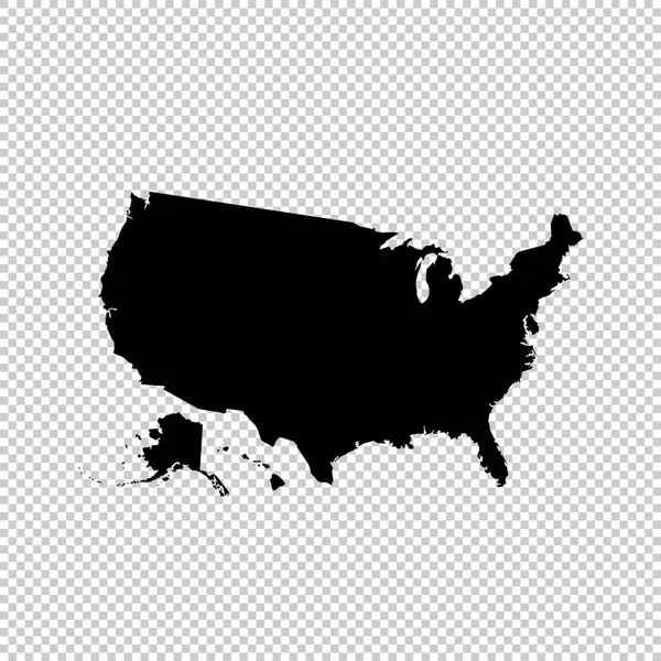Mappa Vettoriale Usa Illustrazione Del Vettore Isolato Nero Sfondo Bianco — Vettoriale Stock