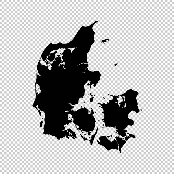 Peta Vektor Denmark Ilustrasi Vektor Terisolasi Hitam Latar Belakang Putih - Stok Vektor