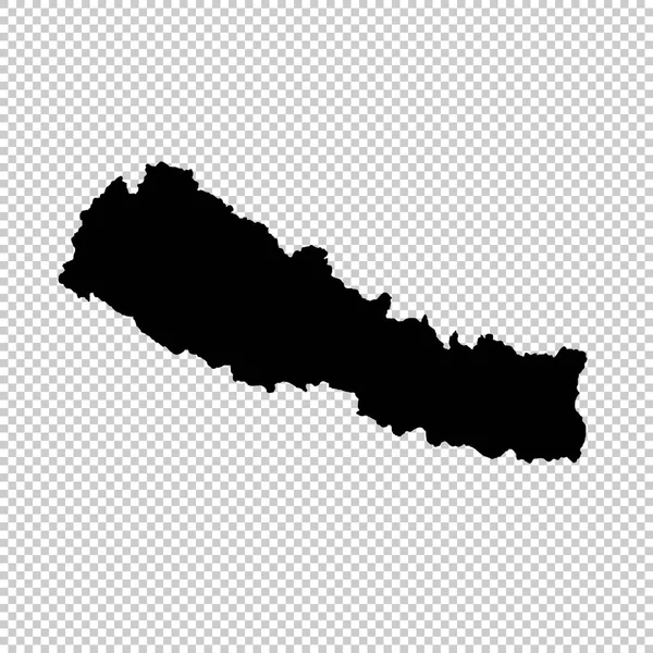 矢量地图尼泊尔 孤立的矢量插图 黑色的白色背景 Eps — 图库矢量图片