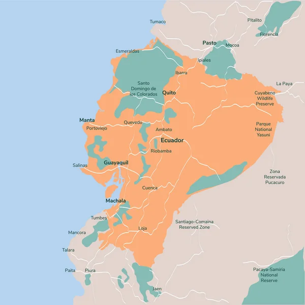 ベクトル マップ エクアドル 分離ベクトル図です 白背景に黒 Eps — ストックベクタ