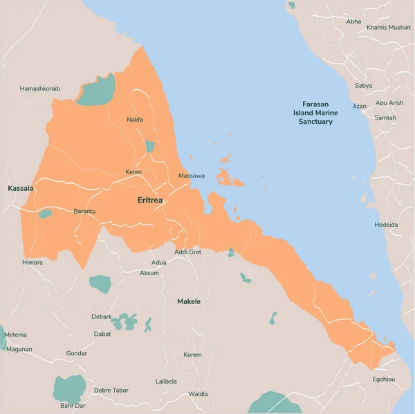 矢量地图厄立特里亚 孤立的矢量插图 黑色的白色背景 Eps — 图库矢量图片