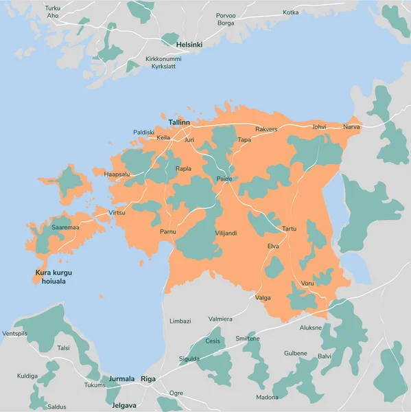 矢量地图爱沙尼亚 孤立的矢量插图 黑色的白色背景 Eps — 图库矢量图片
