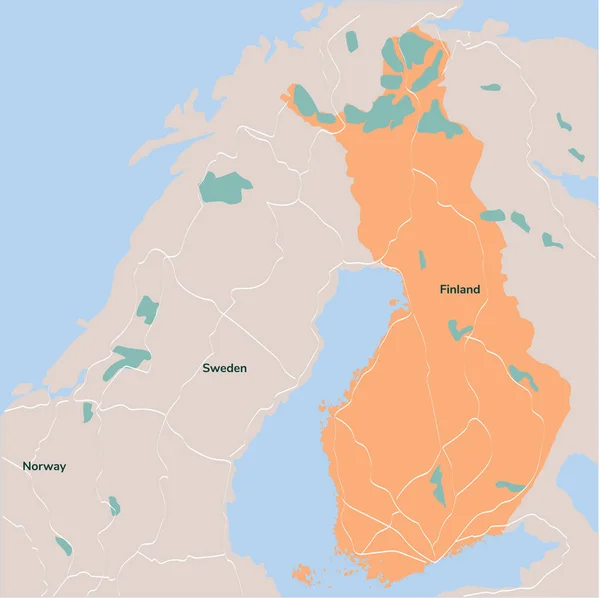 Mapa Vectorial Finlandia Ilustración Vectorial Aislada Negro Sobre Fondo Blanco — Archivo Imágenes Vectoriales